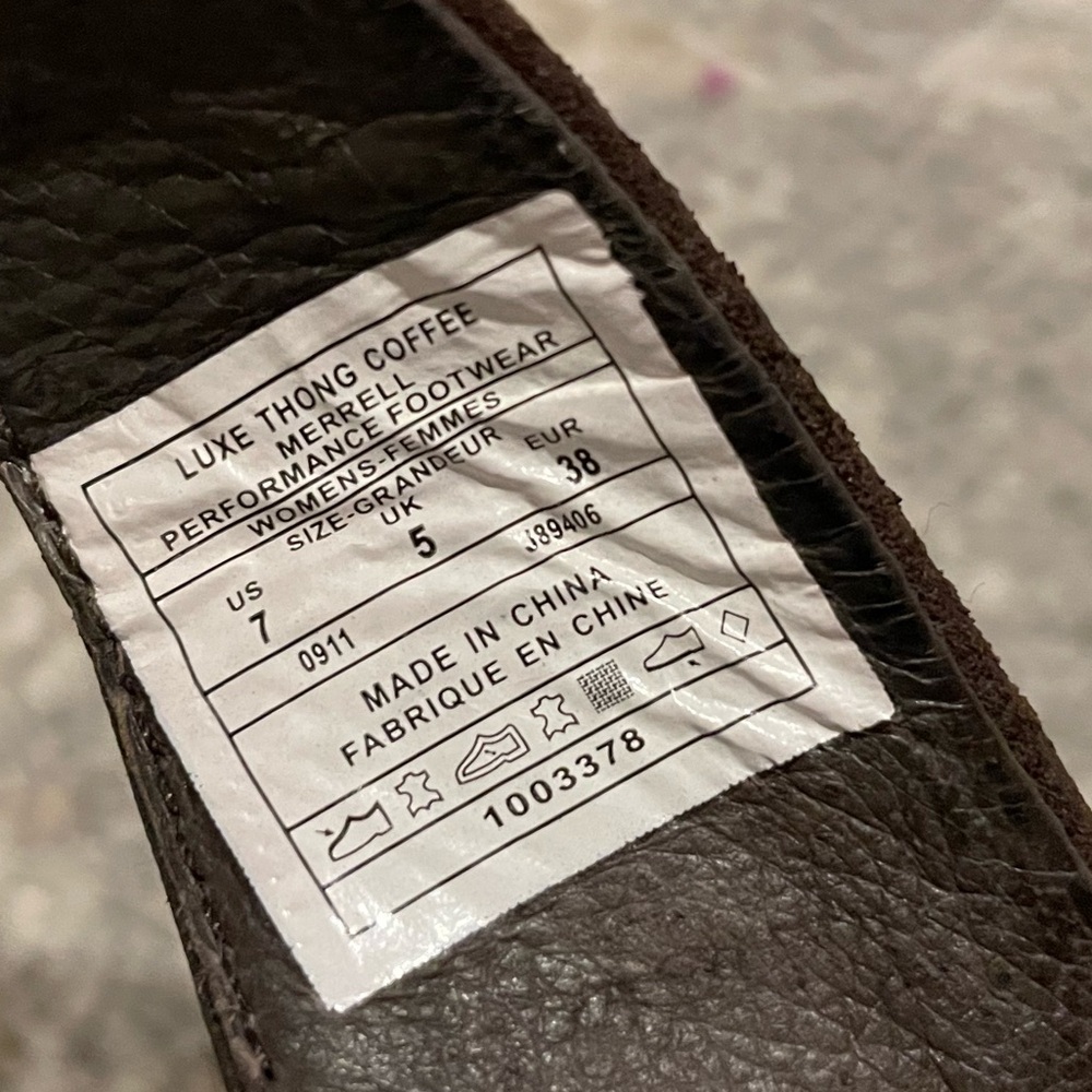 Merrell Luxe Thong Coffee Brown Leather Sandals Women’s Size 7 Open Toe Summer - Picture 3 of 10